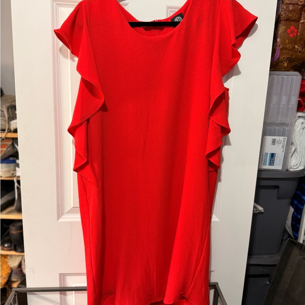 Bobeau Vibrant Red Textured Dress